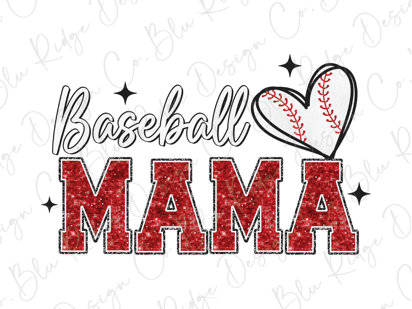 a baseball mom with a heart and stars