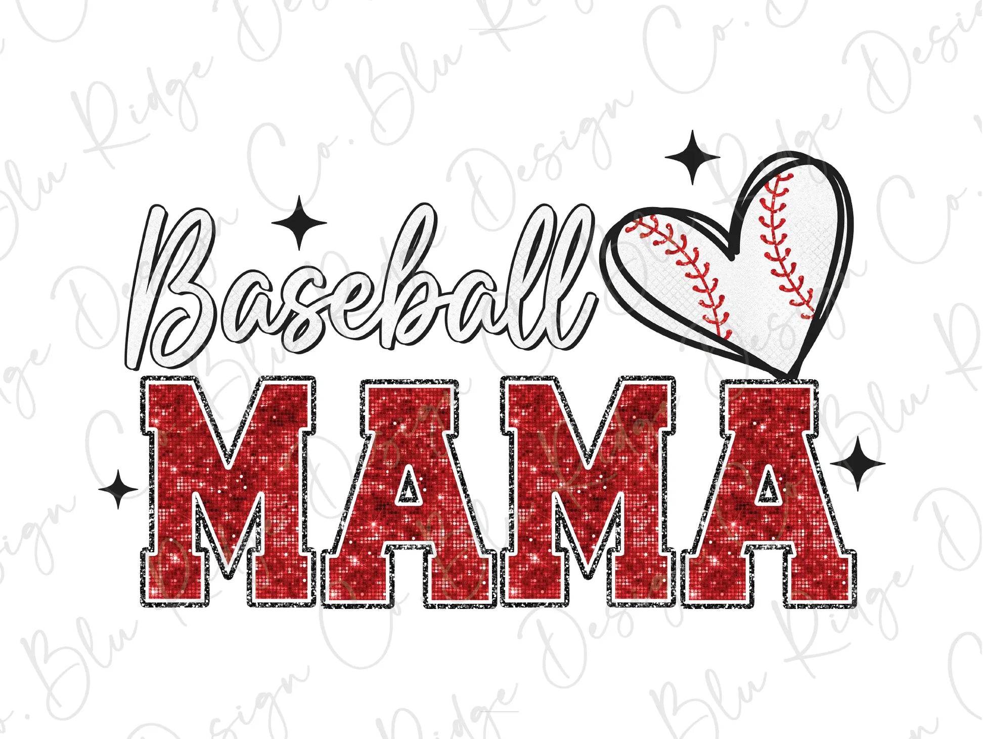 a baseball mom with a heart and stars