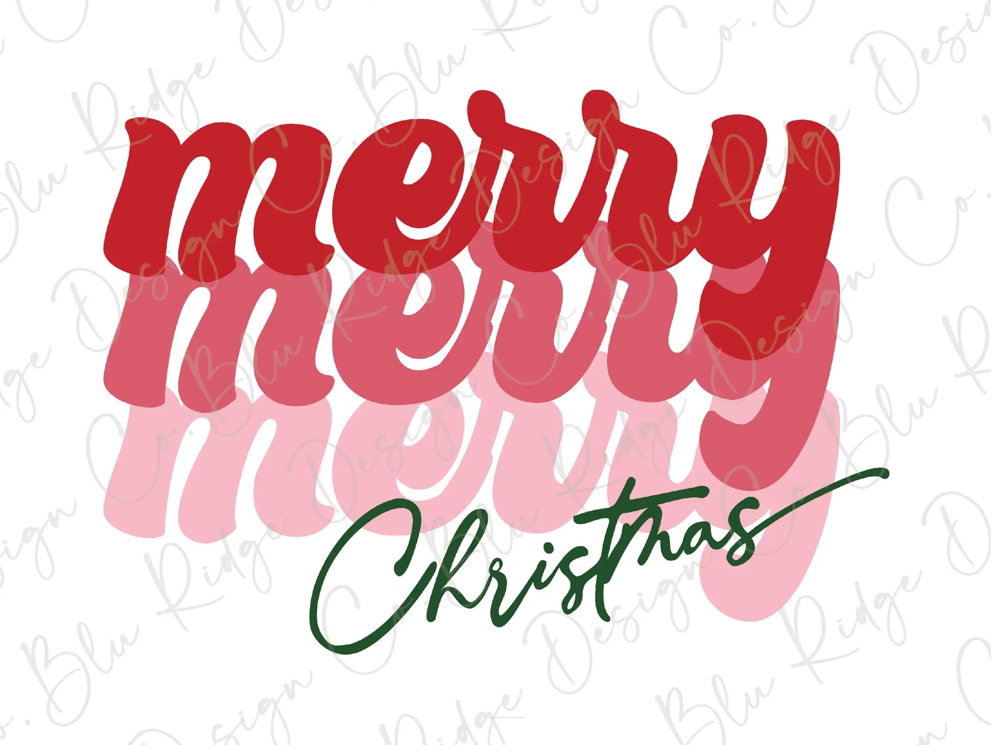 Merry Merry Merry Christmas Colorful Retro Direct to Film (DTF) Transfer BluRidgeDesignCo