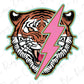 a tiger with a lightning bolt in its mouth