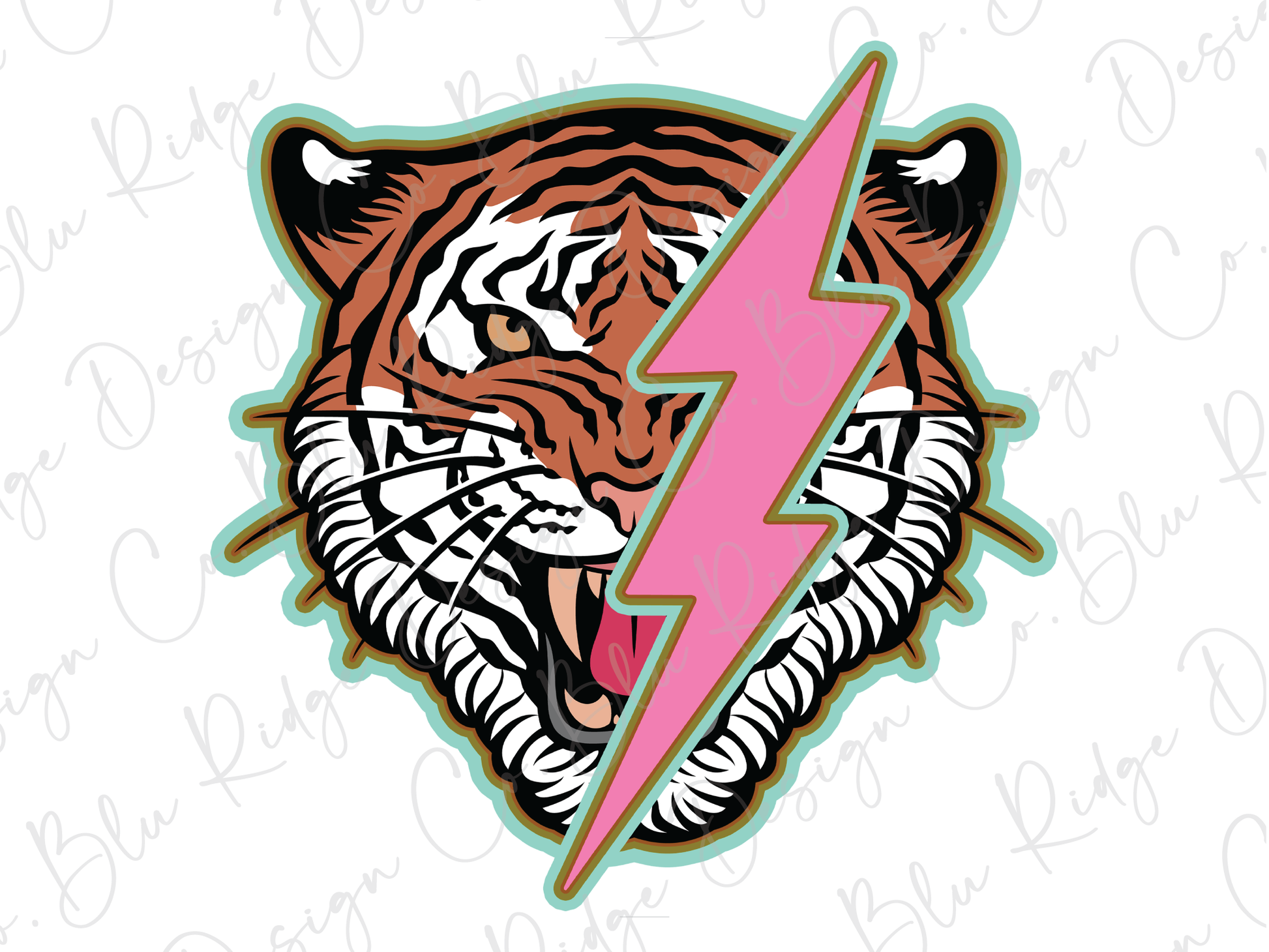 a tiger with a lightning bolt in its mouth
