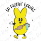 a yellow bunny with a baseball bat in its hand