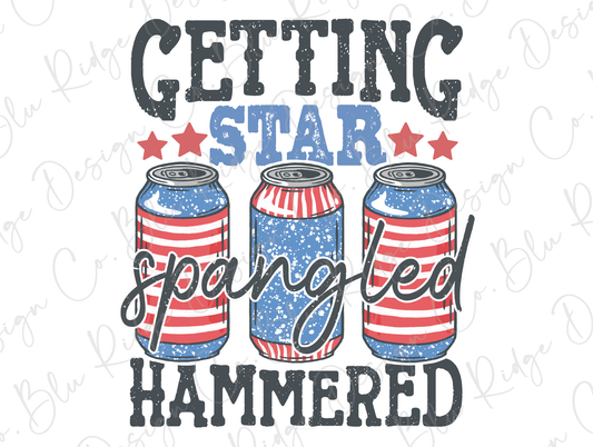 Getting Star Spangled Hammered Groovy July 4th Patriotic Design Direct To Film (DTF) Transfer