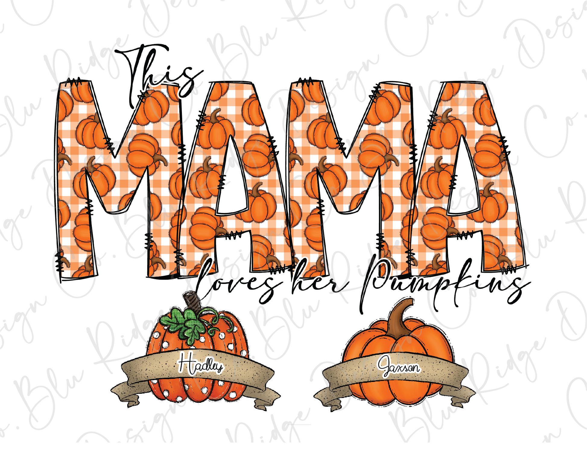 a picture of a pumpkin with the word mama on it
