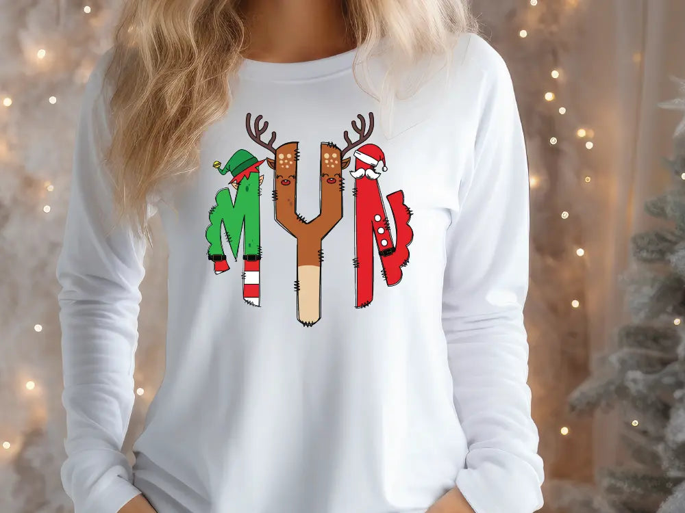 Christmas Characters Elf Santa Reindeer Personalized Monogram Design Direct To Film (DTF) Transfer BluRidgeDesignCo