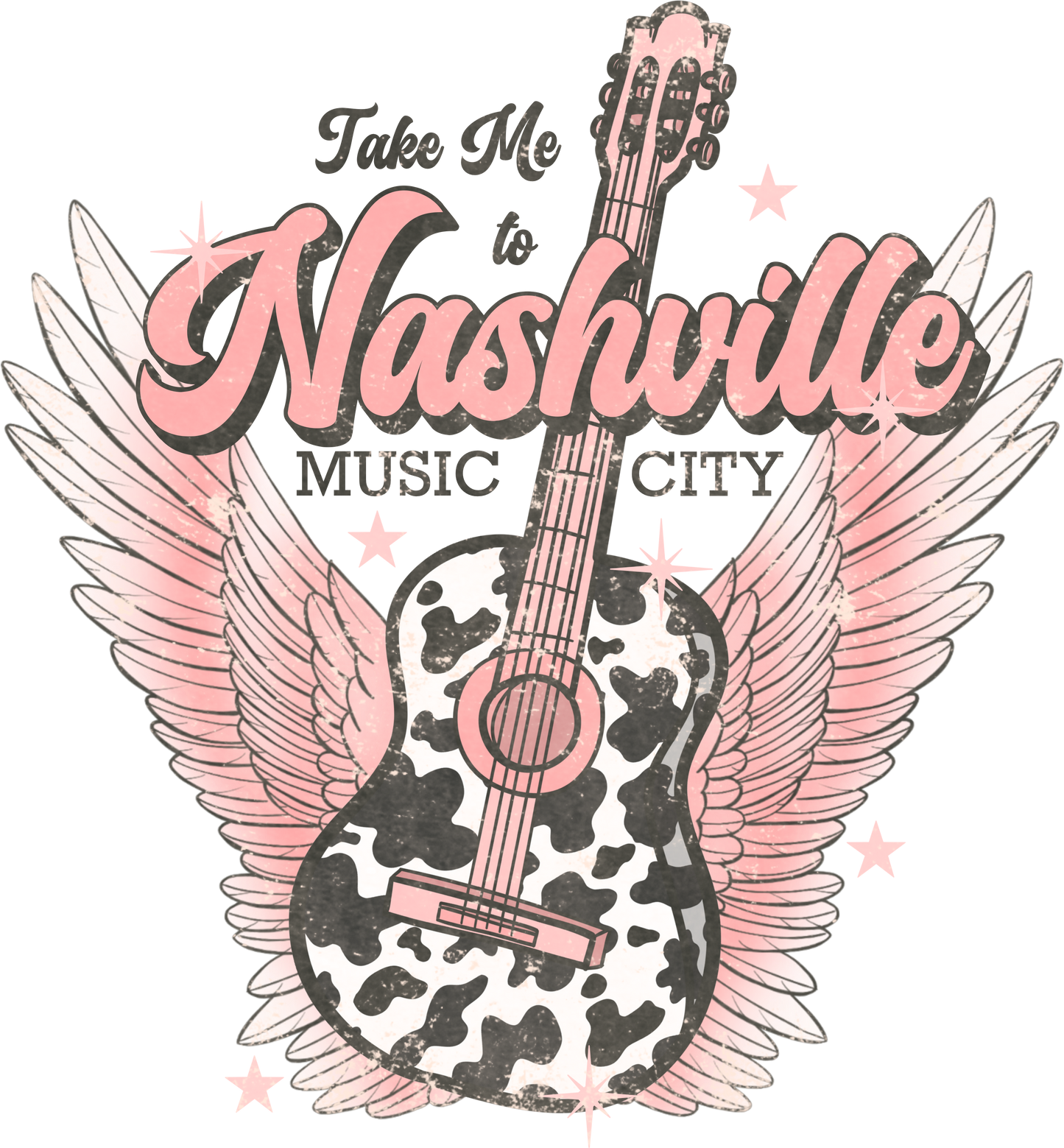 Take me to Nashville Music City Country Retro Guitar Direct To Film (DTF) Transfer