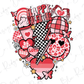 a happy valentine's day with hearts and checkered hats