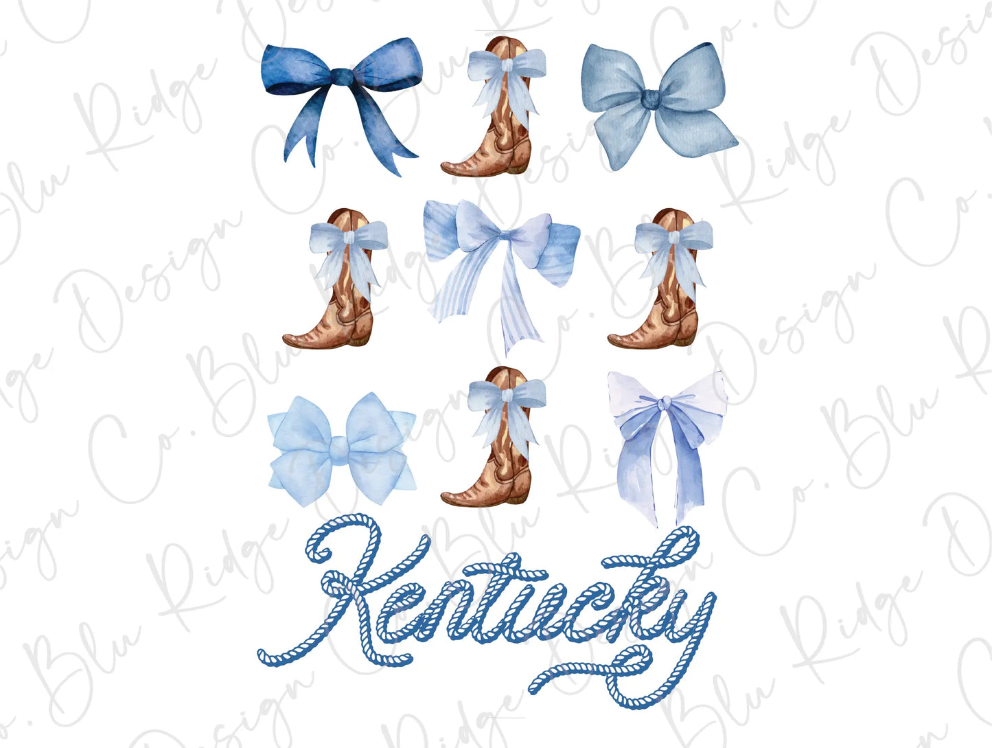 a set of blue bows and boots with the word kentucky on them