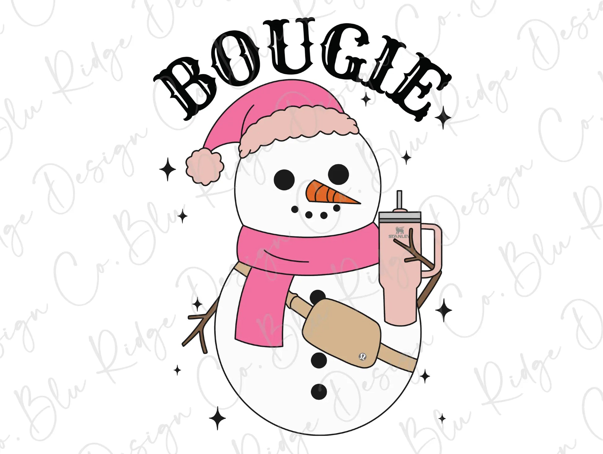 Bougie Snowman Direct to Film (DTF) transfer BluRidgeDesignCo