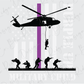 Purple Up Military Child Month with Flag, Service Members, and Blackhawk Pictured. Direct to Film (DTF) Transfer