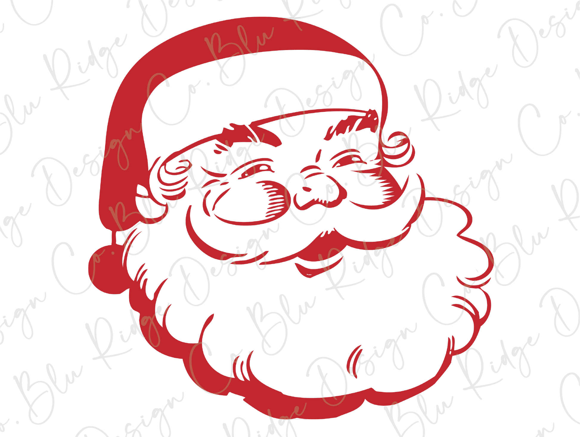 a red and white santa claus face on a white background