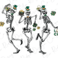 Saint Patricks Day Lucky Dancing Drinking Skeletons Direct To Film (DTF) Transfer