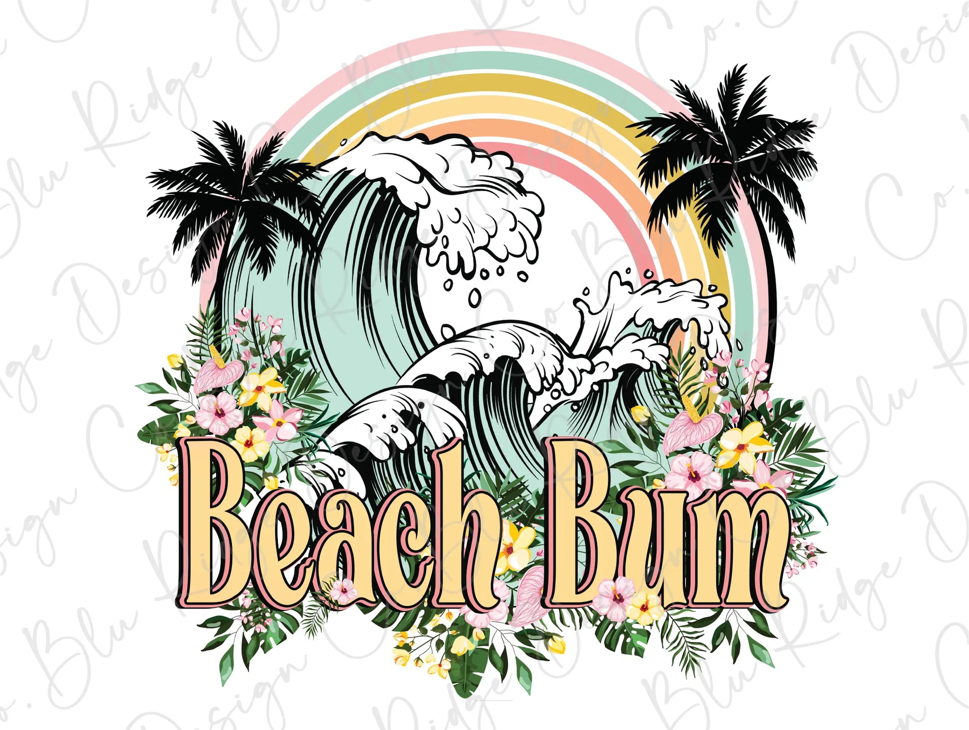 Retro Beach Bum Waves Direct to Film (DTF) Transfer BluRidgeDesignCo