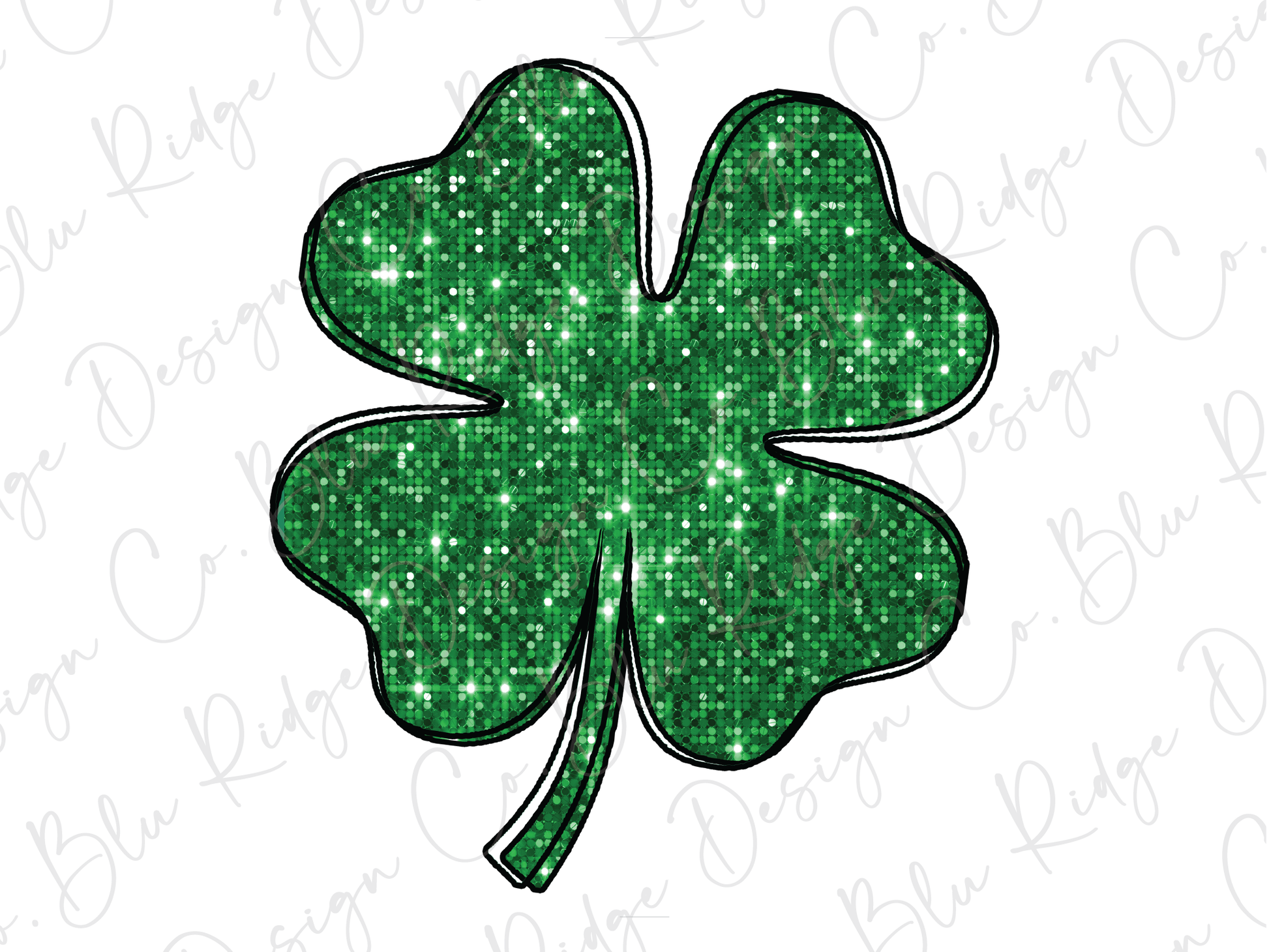 a shamrock with green glitters on it
