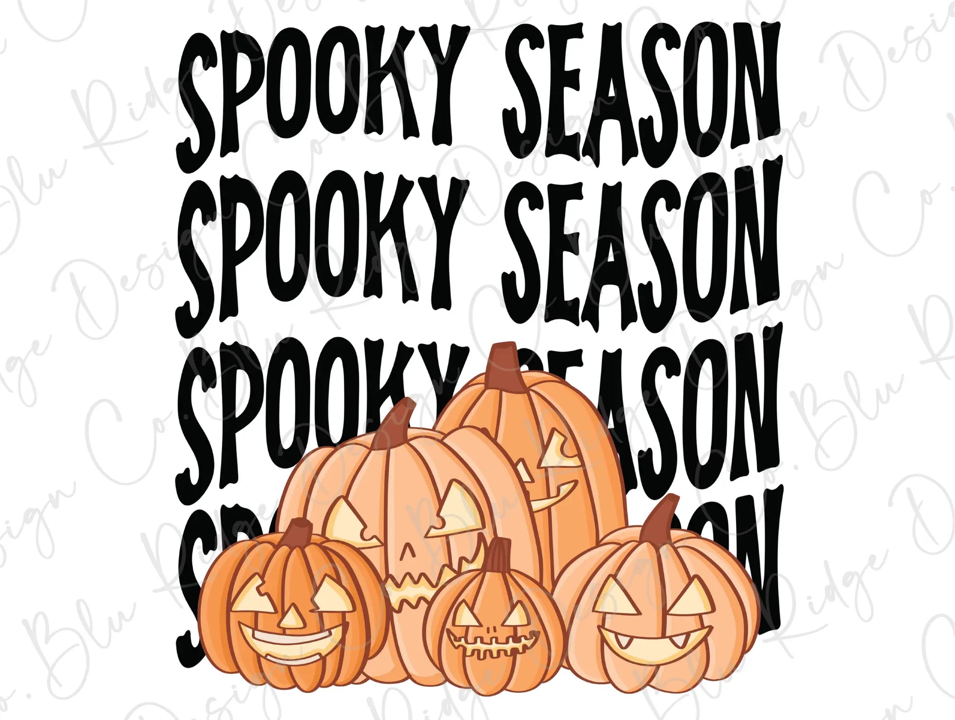 Spooky Season Vintage Halloween Pumpkin Family Design Direct To Film (DTF) Transfer BluRidgeDesignCo