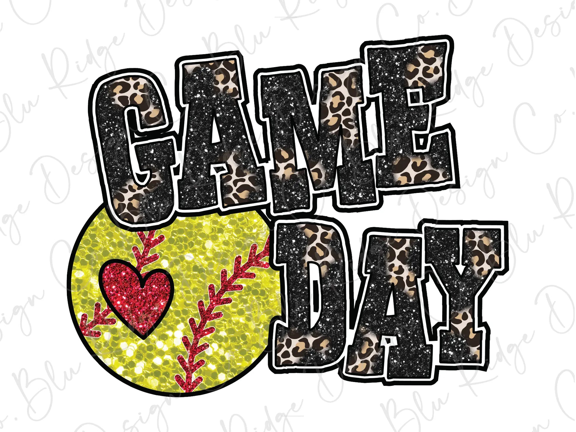 a baseball with a heart and the words game day