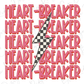 Valentines Day Heart Breaker Checkered Lightning Bolt Direct To Film (DTF) Transfer
