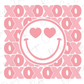 XOXO Pink Hearts Retro Smiley Face Girls Valentine's Day Direct to Film (DTF) Transfer