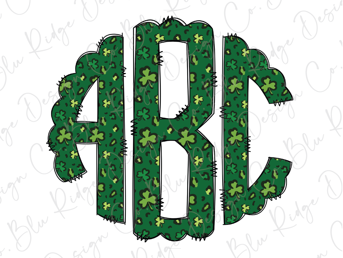 the letter b is made up of shamrock leaves