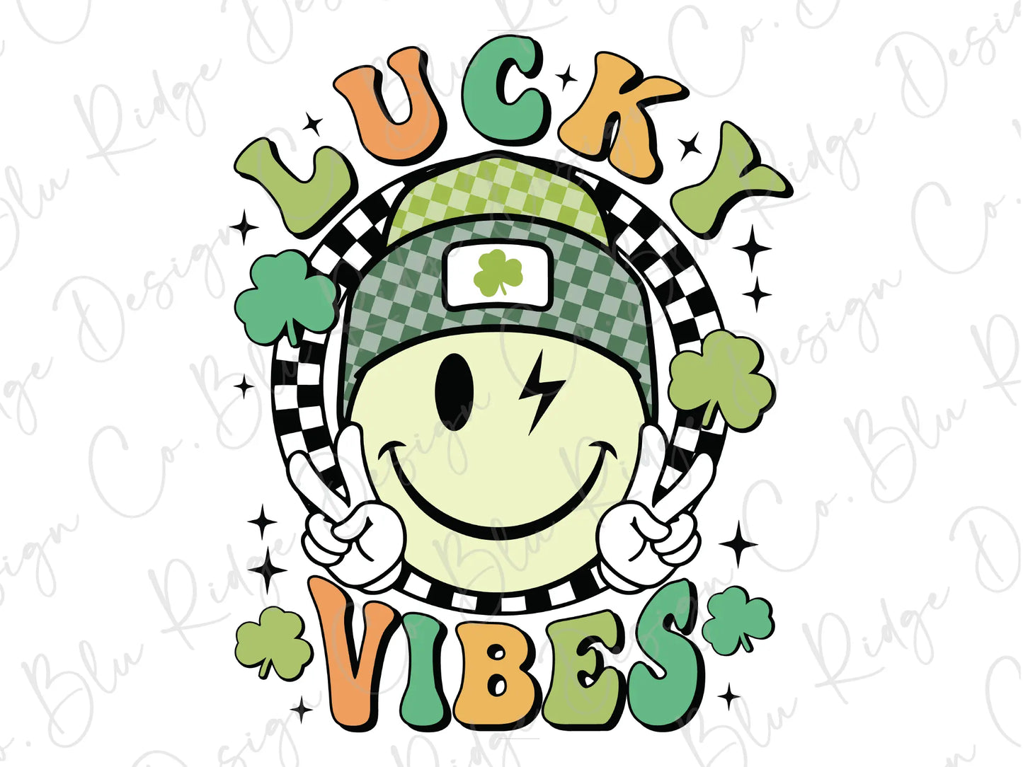 a cartoon character wearing a green hat with shamrocks around it