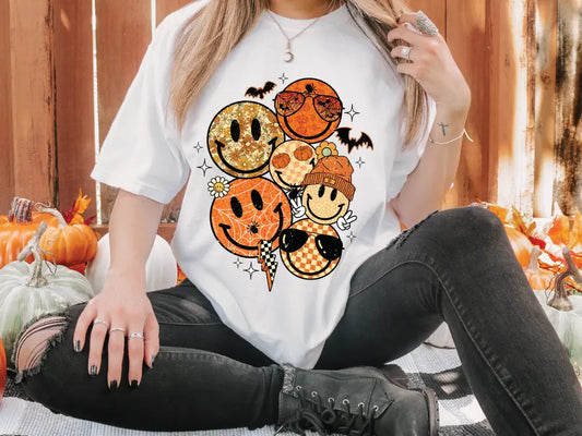 Retro Fall Halloween Smileys Direct To Film (DTF) Transfer BluRidgeDesignCo