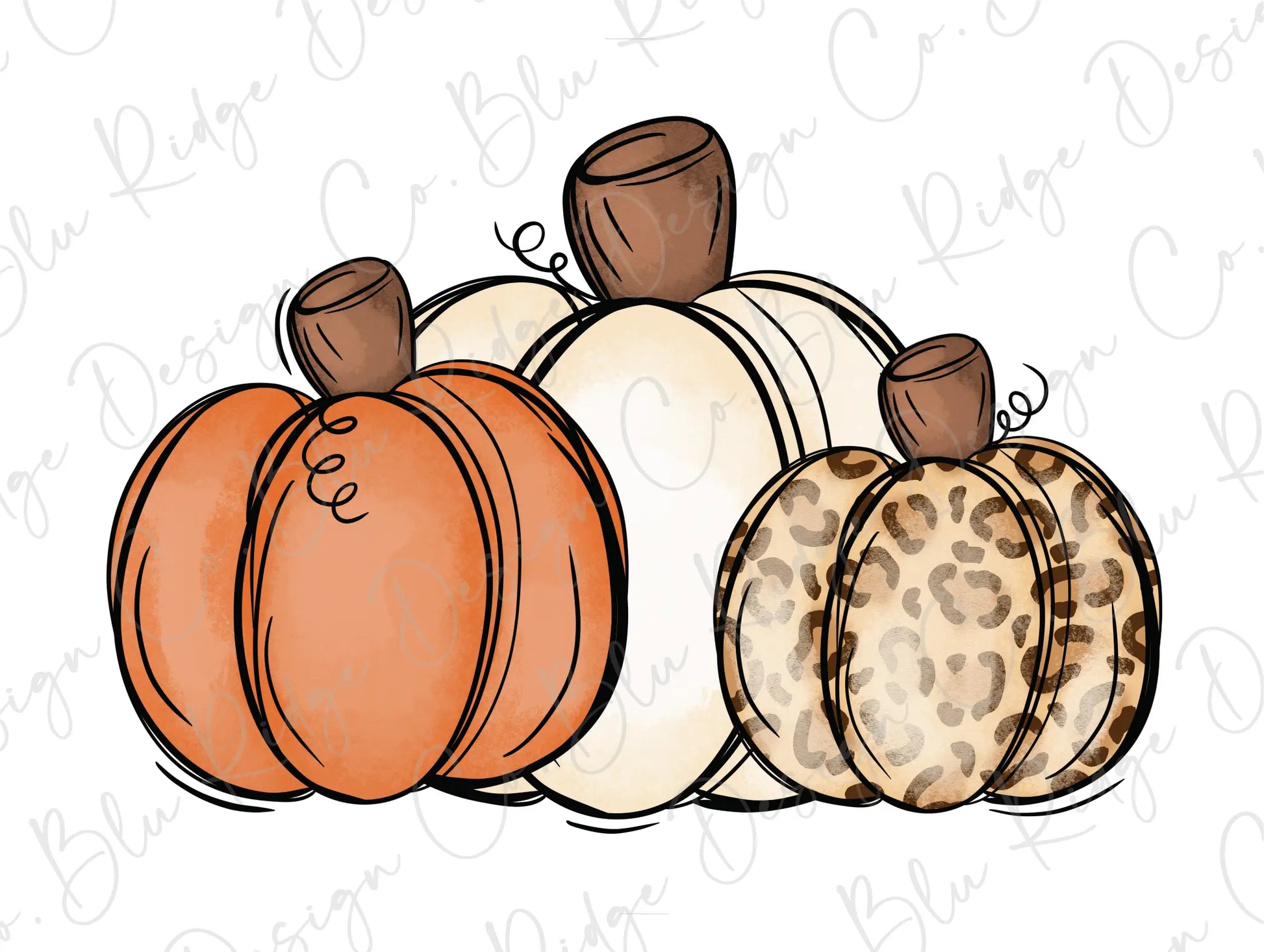 Fall Pumpkin Patch Leopard Direct To Film (DTF) Transfer BluRidgeDesignCo