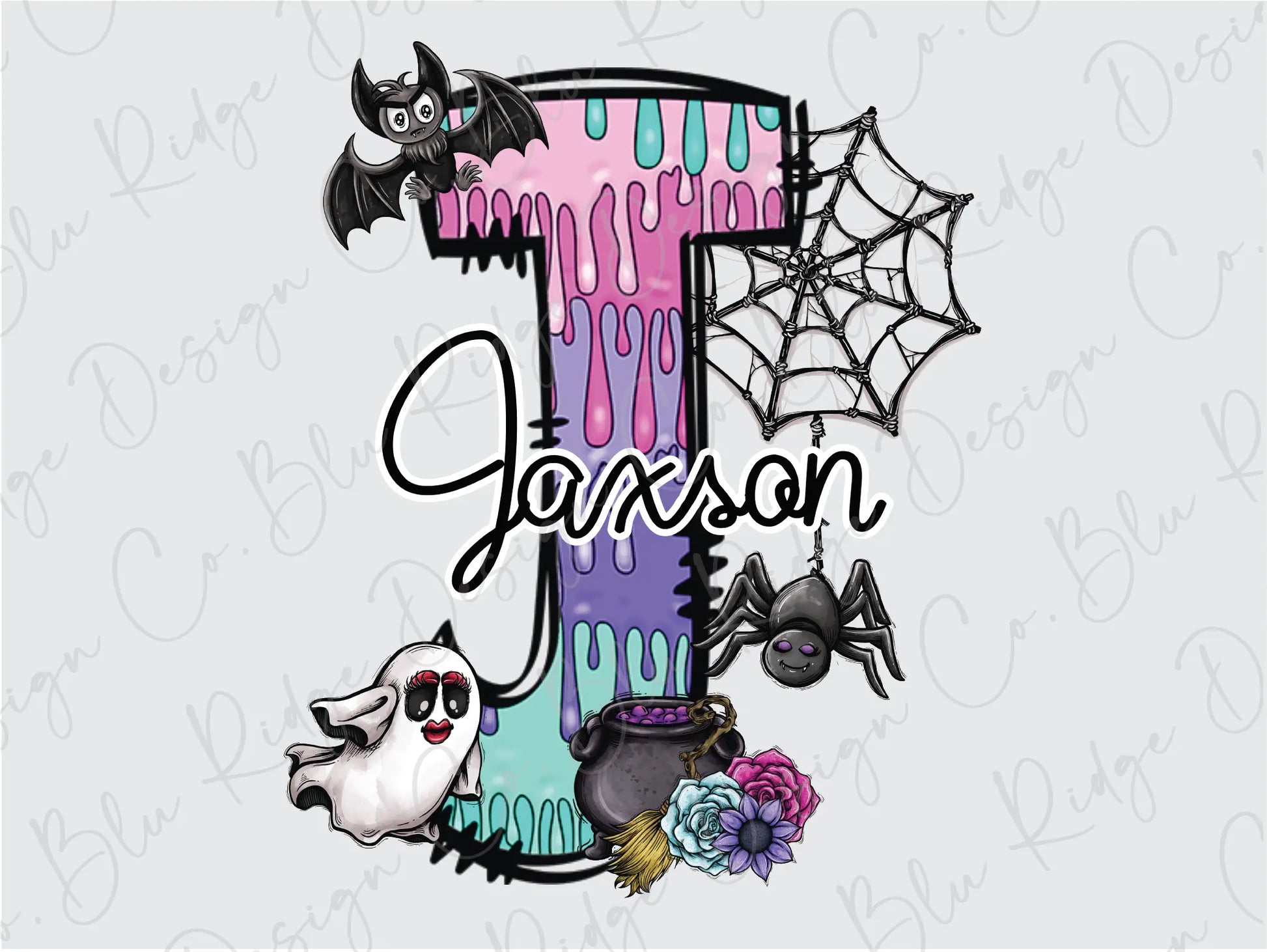 Kids Spooky Halloween Dripping Letter Personalized with Name Direct To Film (DTF) Transfer BluRidgeDesignCo