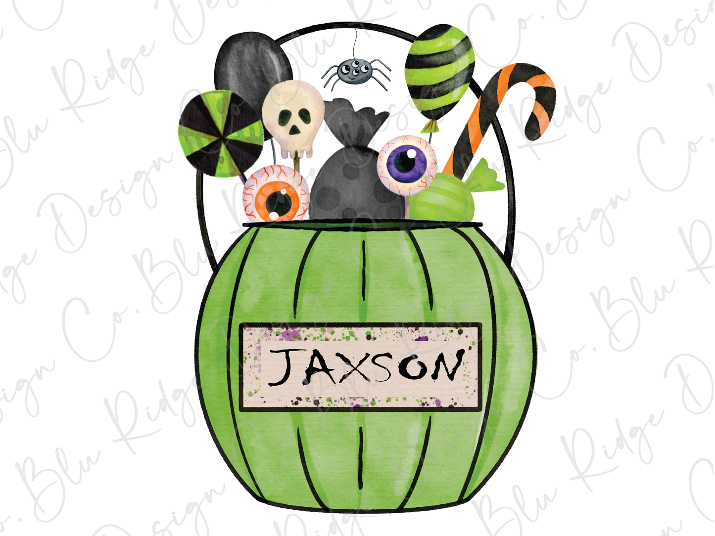 Boys Pumpkin Halloween Candy Bucket Personalized Design Direct To Film (DTF) Transfer