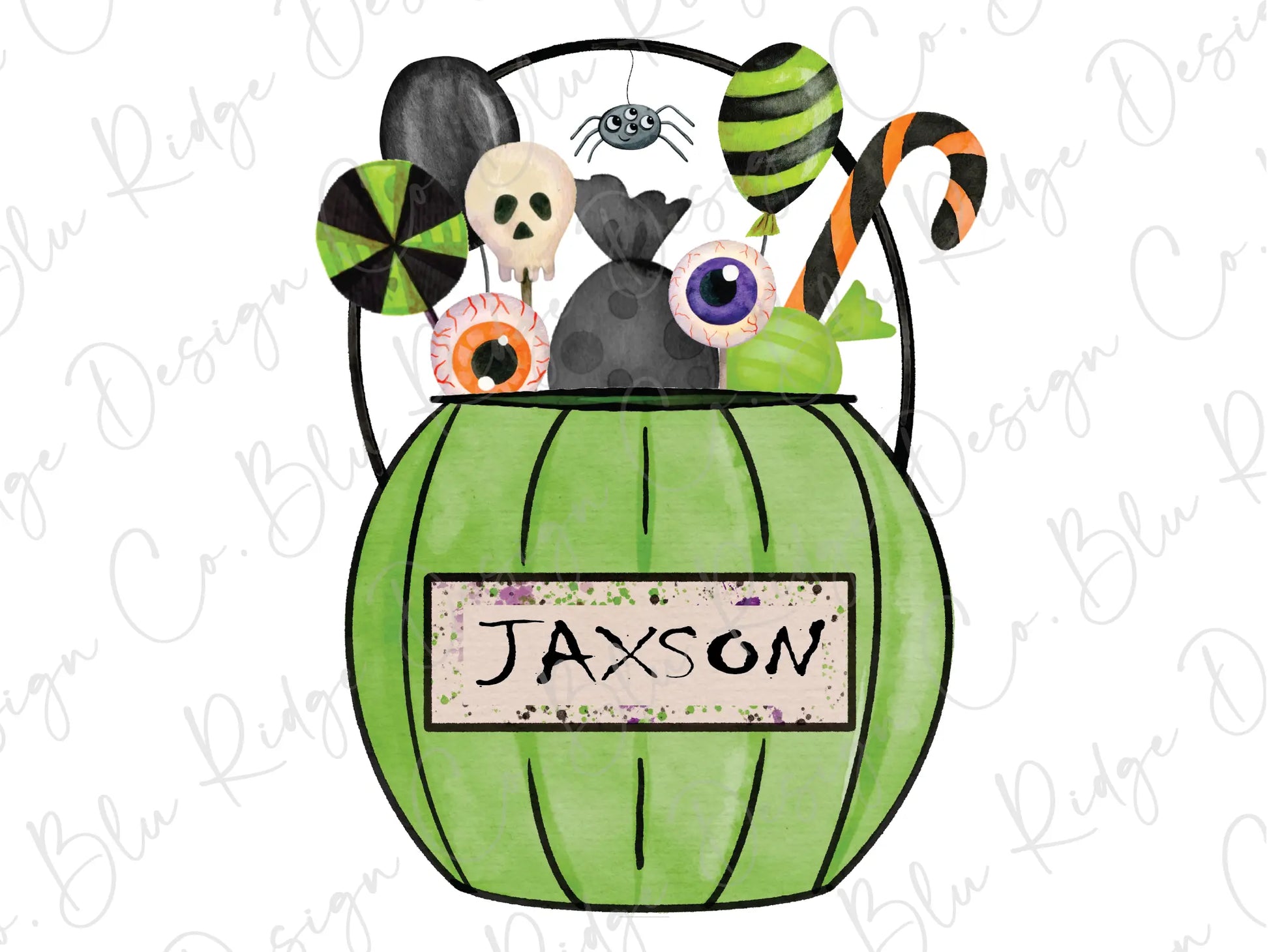 Boys Pumpkin Halloween Candy Bucket Personalized Design Direct To Film (DTF) Transfer BluRidgeDesignCo