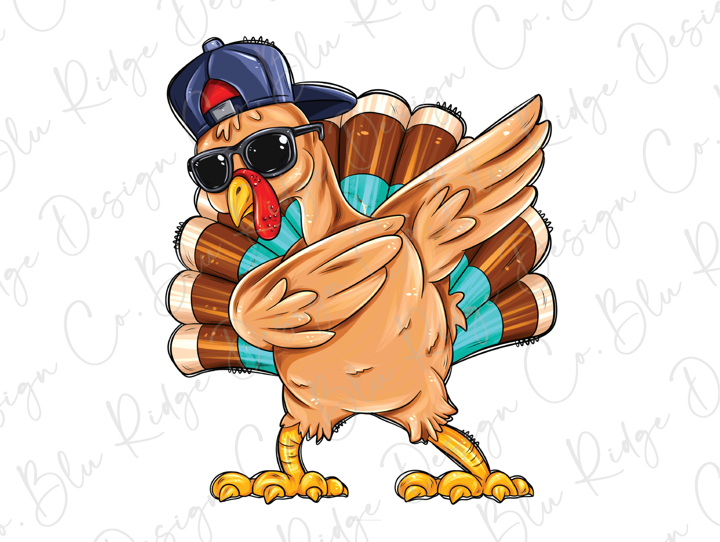 a cartoon turkey wearing sunglasses and a hat