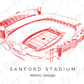 Sanford Stadium Athens Georgia Football Direct To Film (DTF) Transfer