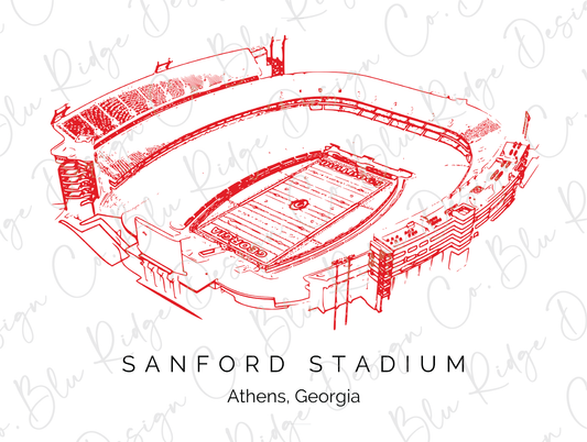 Sanford Stadium Athens Georgia Football Direct To Film (DTF) Transfer