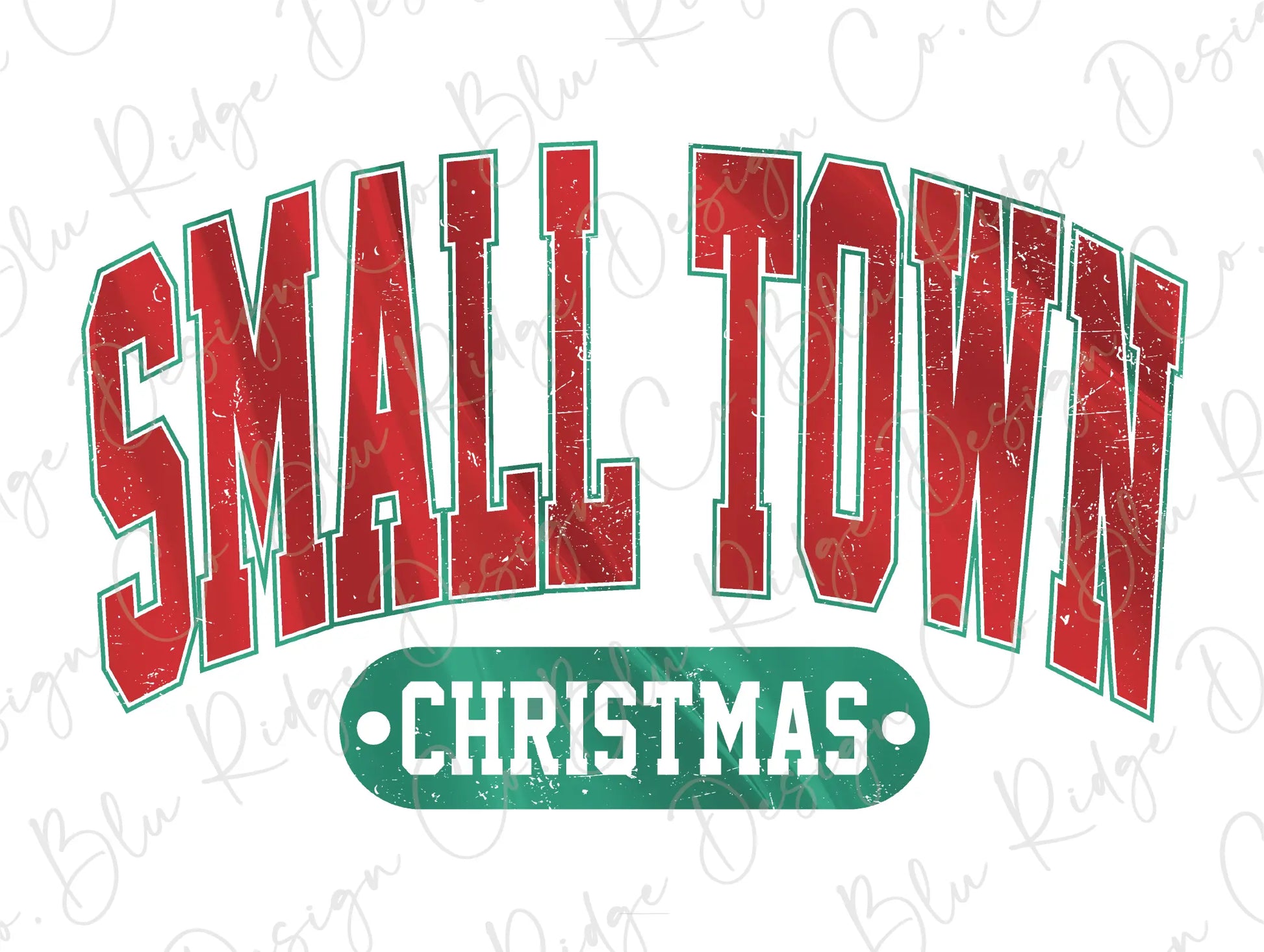 a small town christmas sign on a white background