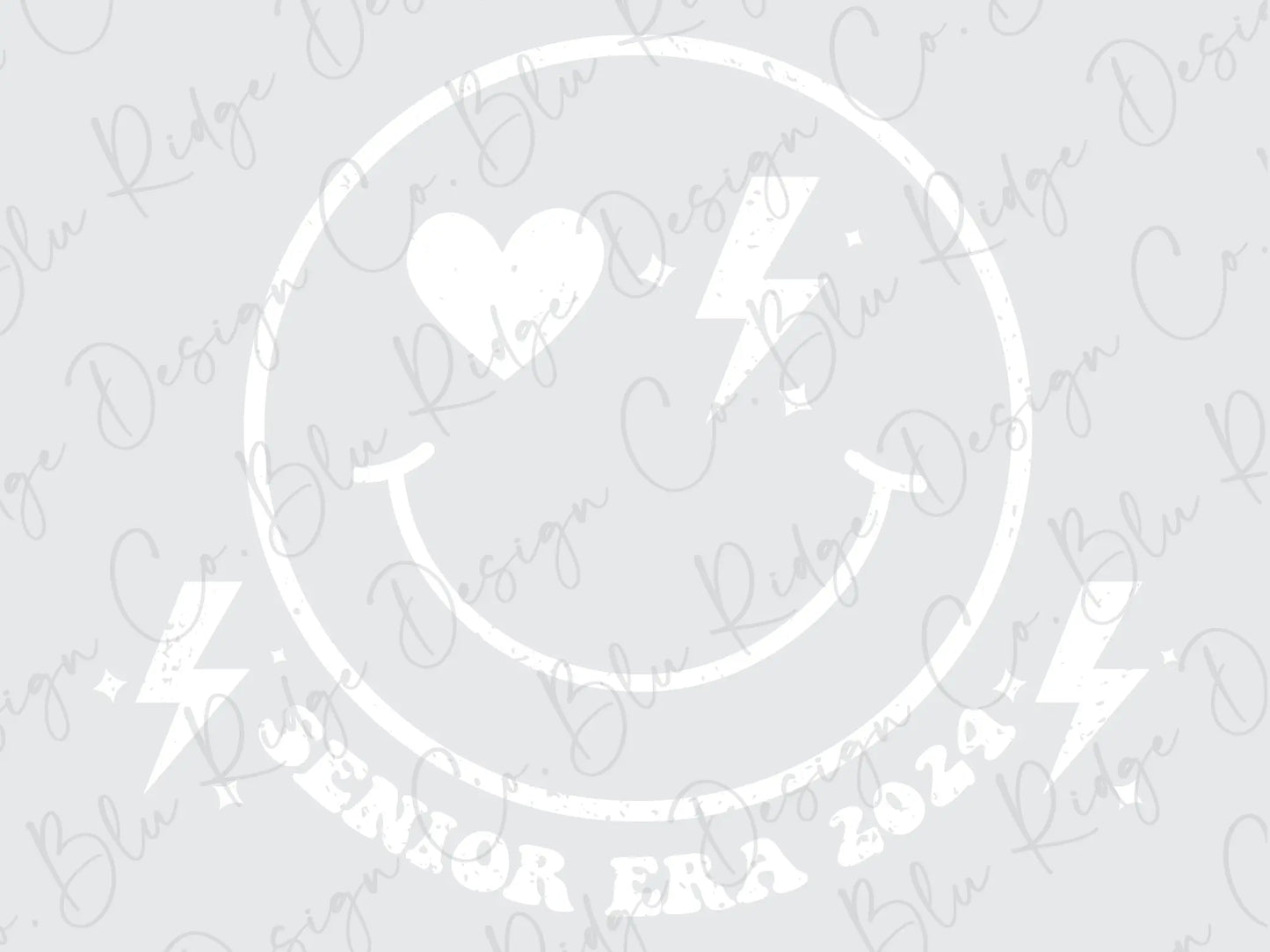 Senior Era 2024 Smiley Face With Trendy Heart and Lightning Bolts Design Direct To Film (DTF) Transfer BluRidgeDesignCo