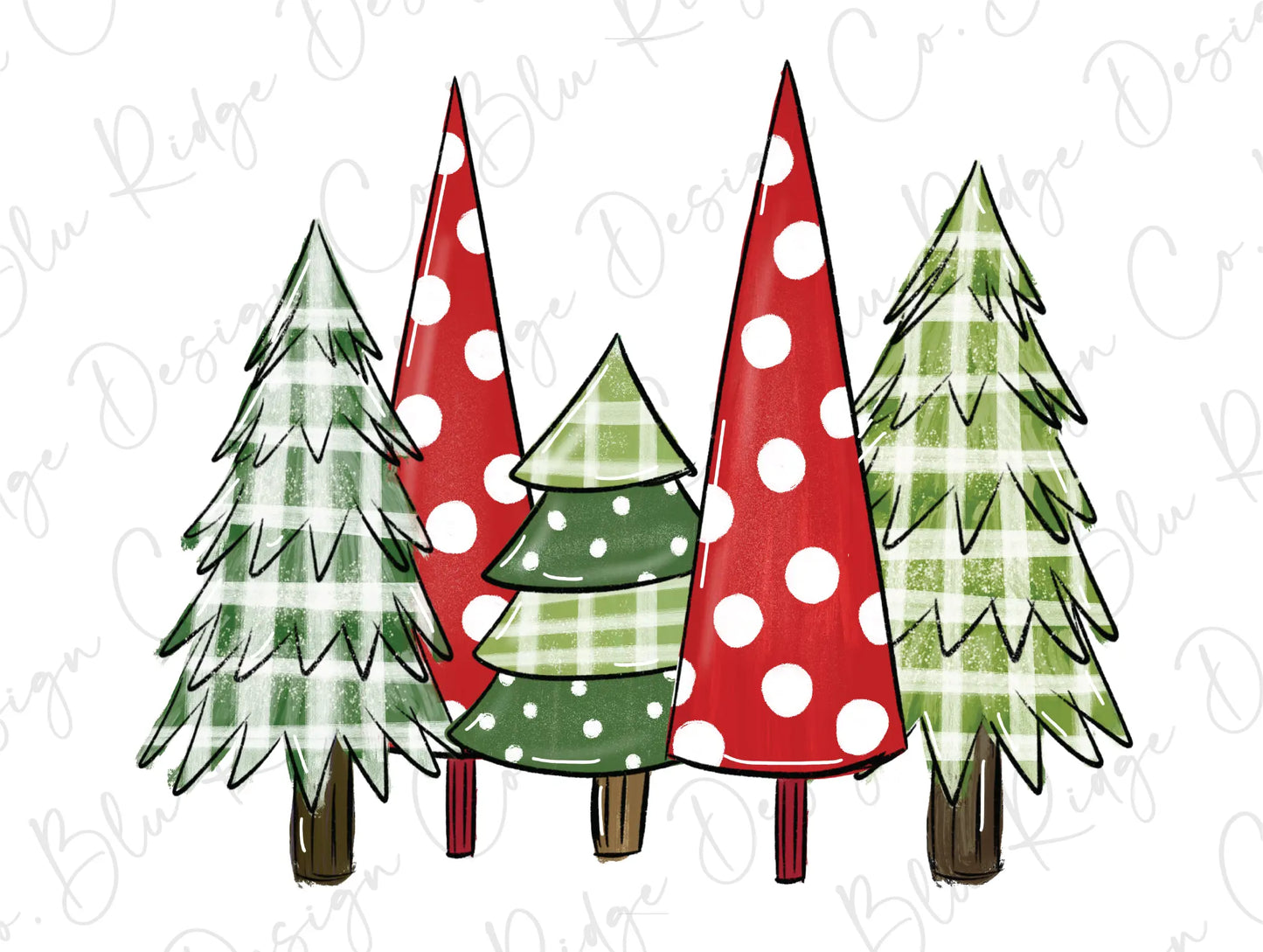 a group of christmas trees on a white background