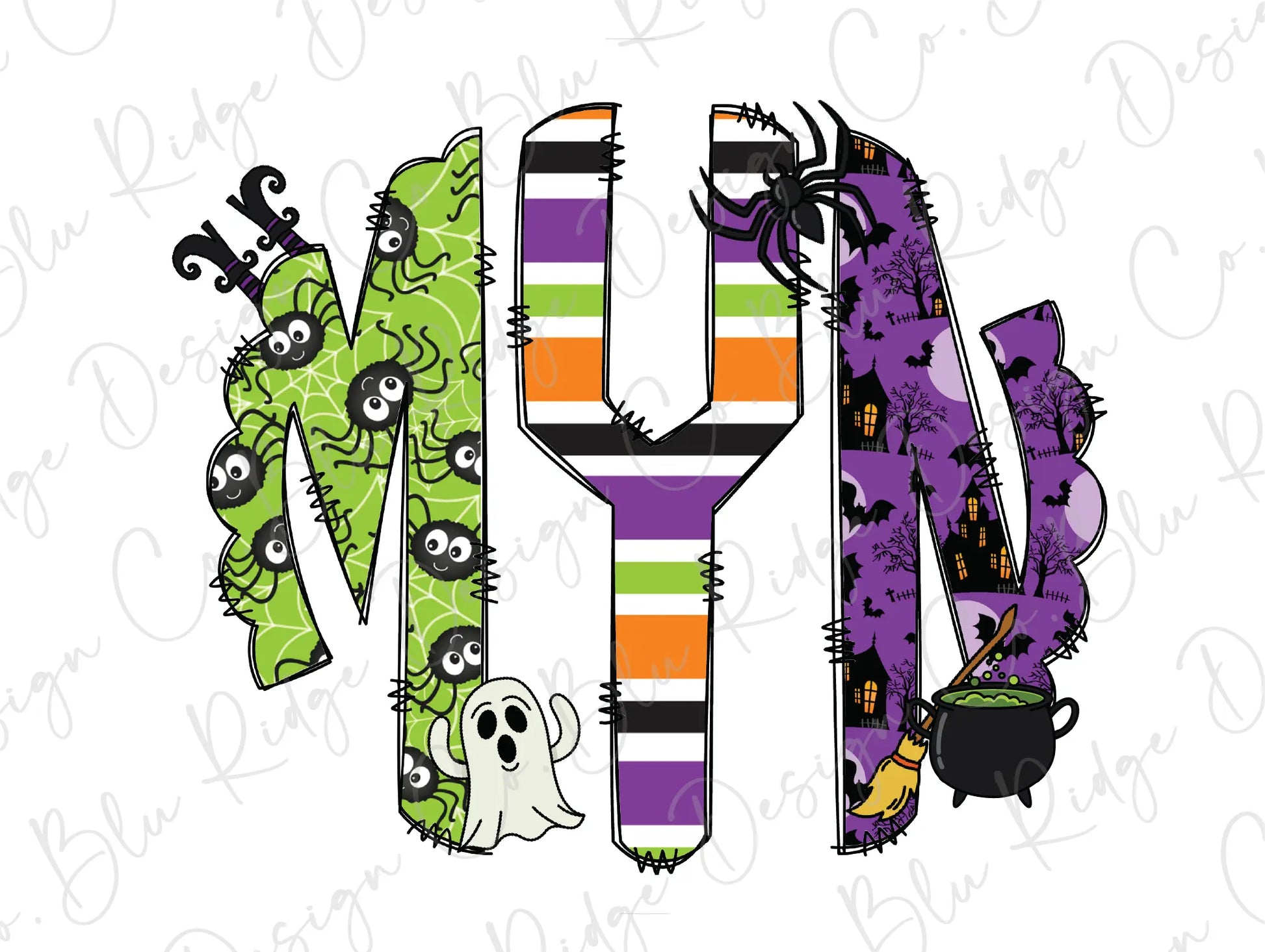 Spooky Halloween Personalized Monogram Design Direct To Film (DTF) Transfer BluRidgeDesignCo