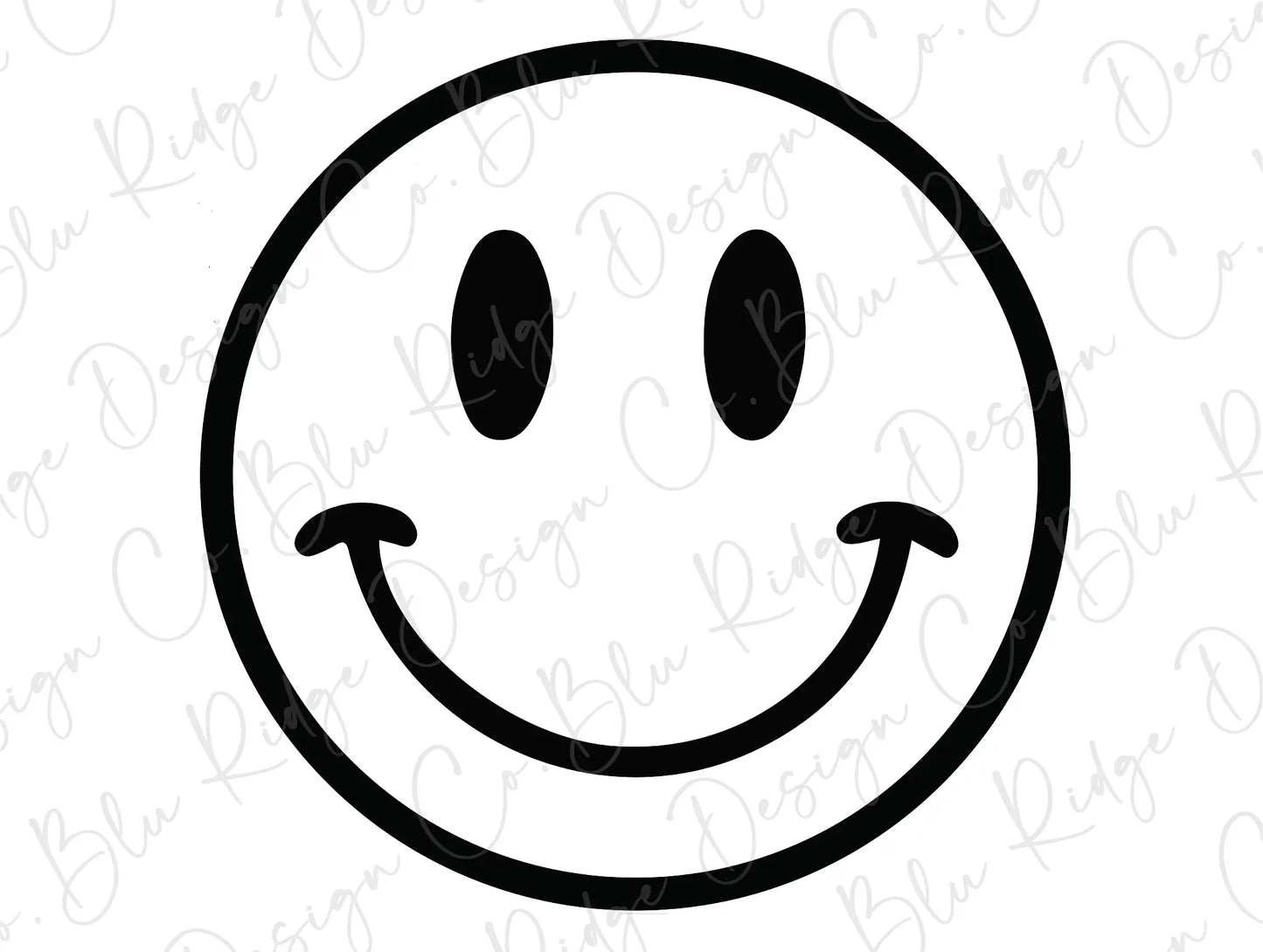 Smiley Face Retro Happy Face Hand Drawn. (Black). Direct to Film (DTF) Transfer BluRidgeDesignCo