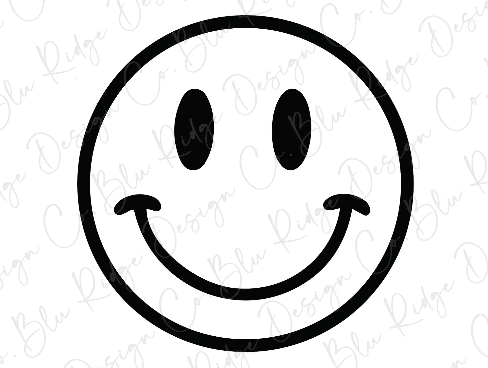 Smiley Face Retro Happy Face Hand Drawn. (Black). Direct to Film (DTF) Transfer BluRidgeDesignCo