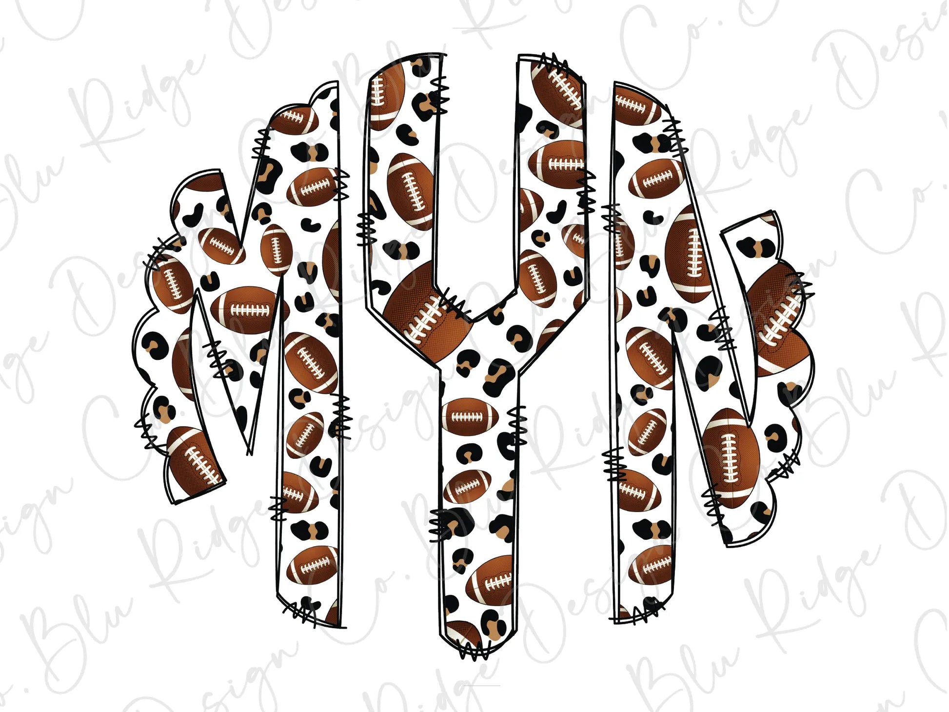 Leopard Football Personalized Monogram Design Direct To Film (DTF) Transfer BluRidgeDesignCo