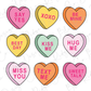 Valentine's Day Conversation Hearts Candy Groovy Retro Direct To Film (DTF) Transfer