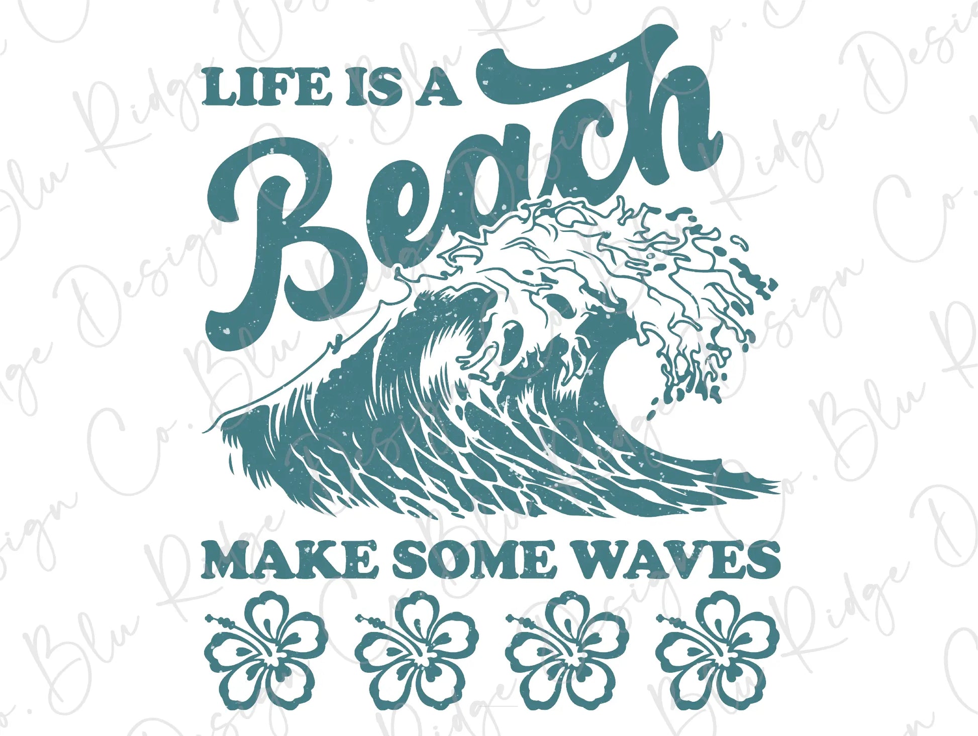 Life's a Beach Make Some Waves Retro Groovy Direct to Film (DTF) Transfer BluRidgeDesignCo