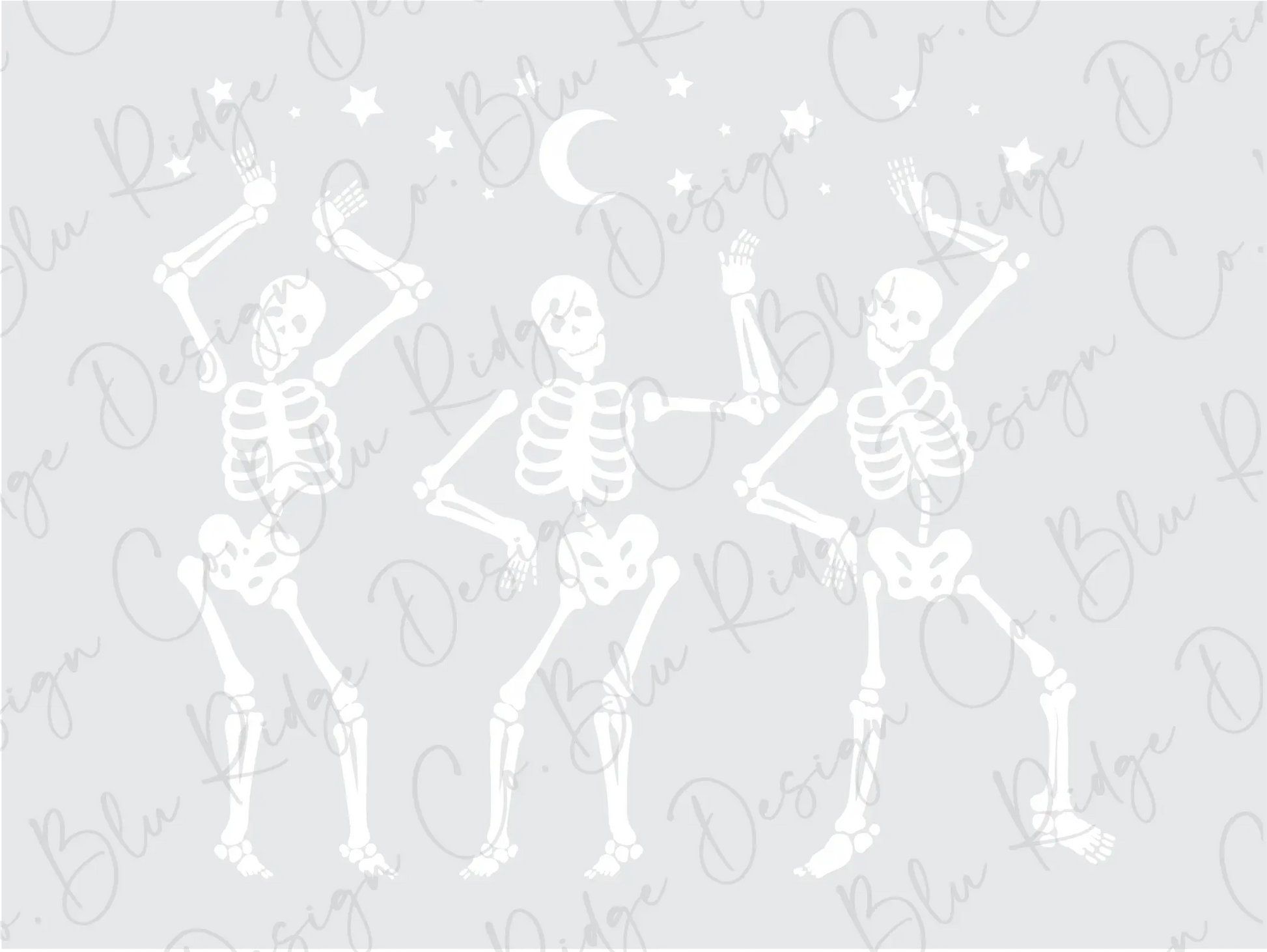 Dancing Skeletons Solid Halloween Direct To Film (DTF) Transfer BluRidgeDesignCo