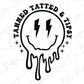 Tanned Tatted & Tipsy Lightning Bolt Melted Smiley Face Direct to Film (DTF) Transfer