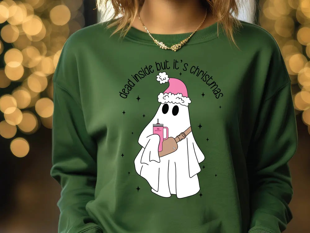 Dead Inside but it's Christmas Santa Ghost Direct To Film (DTF) Transfer BluRidgeDesignCo