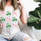a woman sitting on a couch wearing a st patrick's day shirt