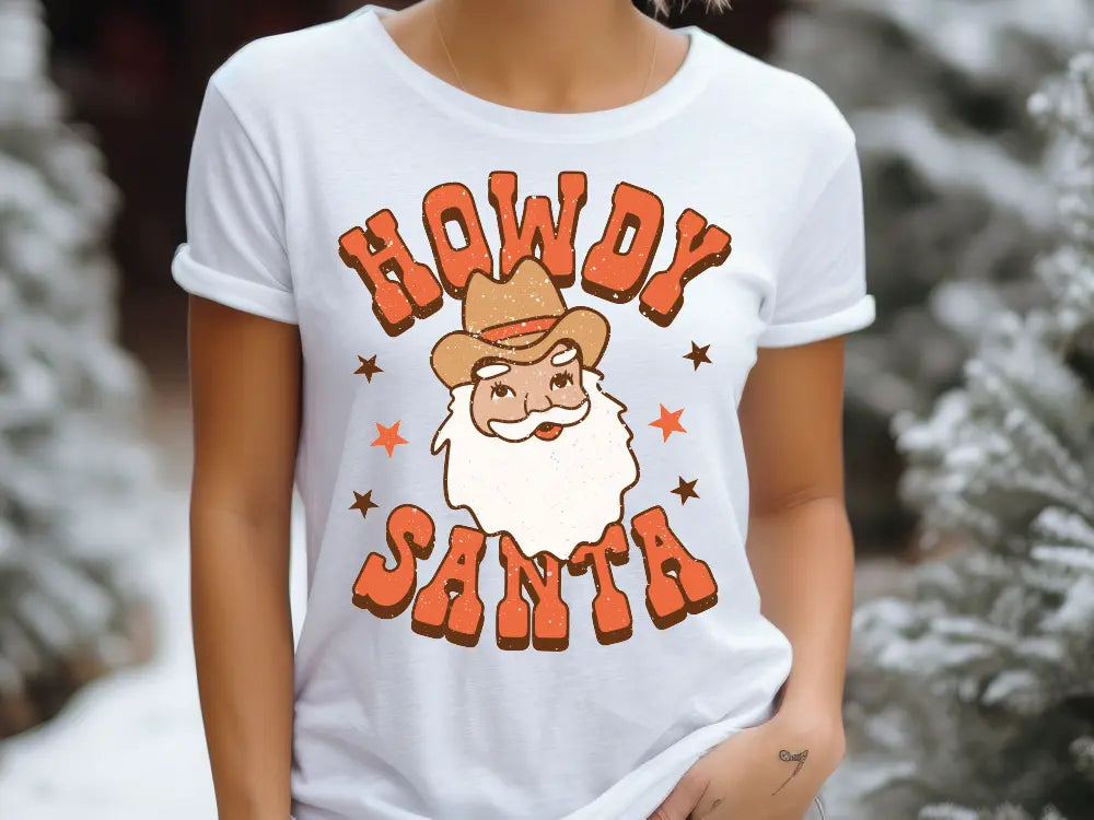 Howdy Santa Christmas Cowboy Direct To Film (DTF) Transfer BluRidgeDesignCo