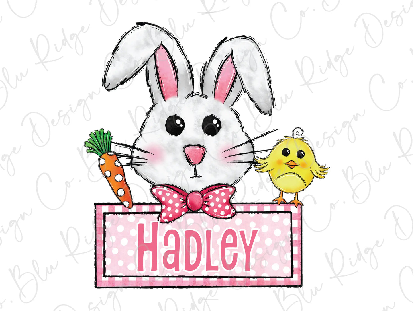 a bunny with a bow tie holding a carrot and a chick