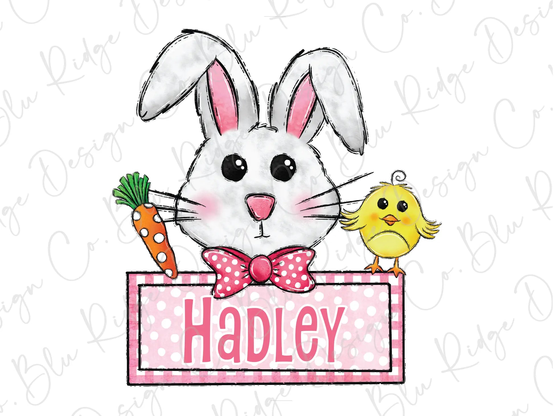 a bunny with a bow tie holding a carrot and a chick