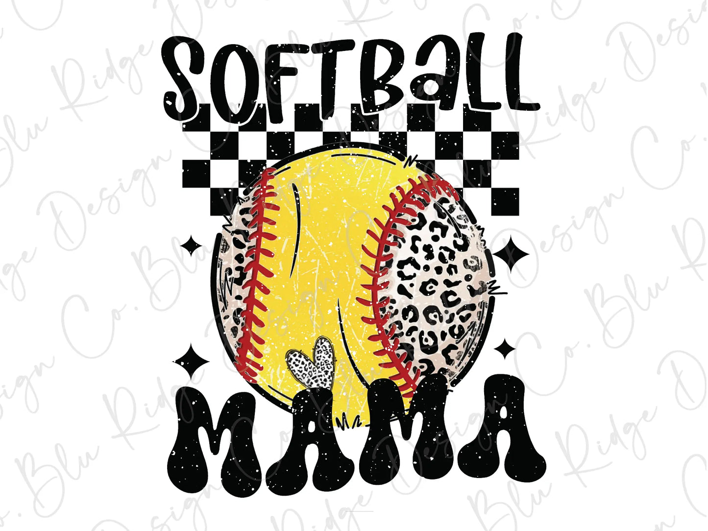 a softball mom with a leopard print on it