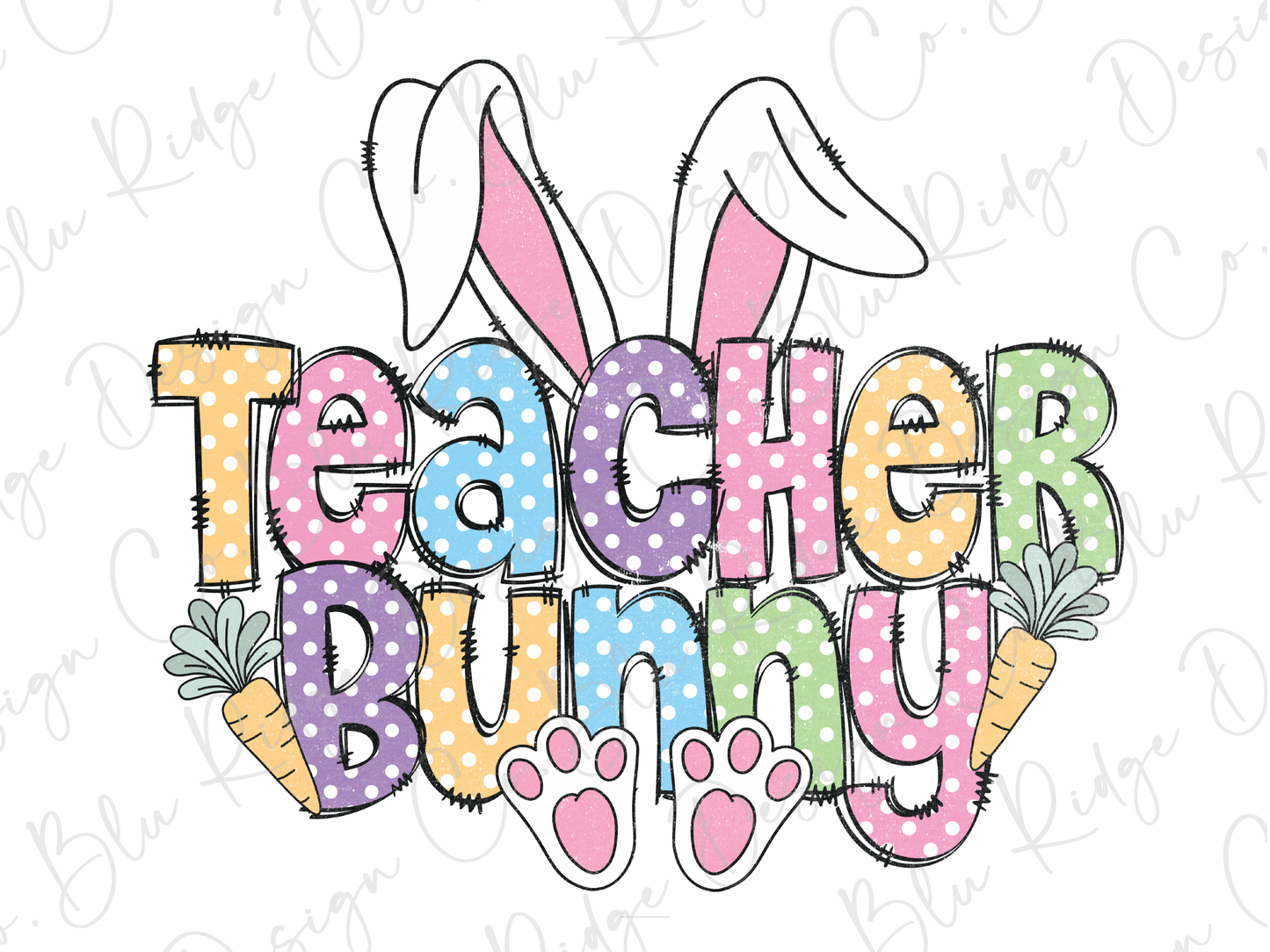 a teacher bunny svg file with polka dots